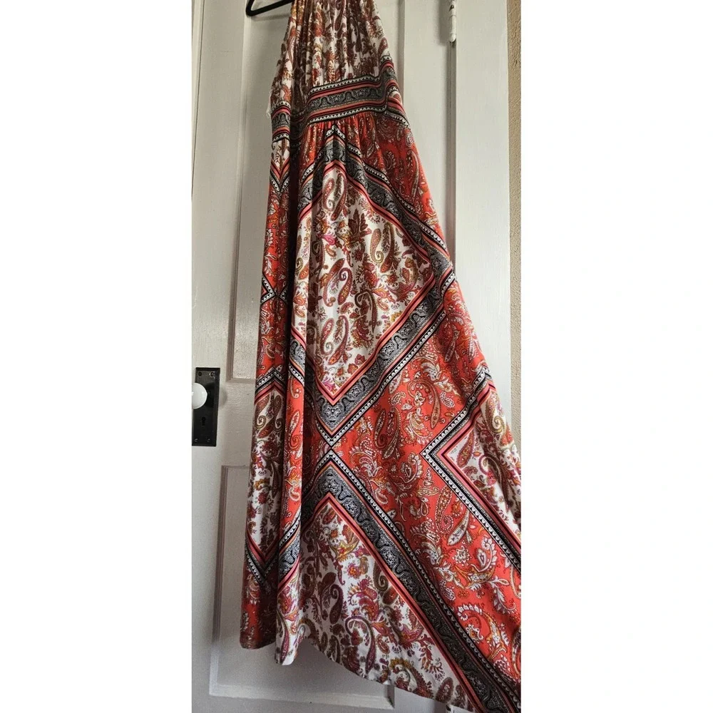 NWT LONDON STYLE Collection woman Sz 12 paisley‎ maxi dress halter neckline